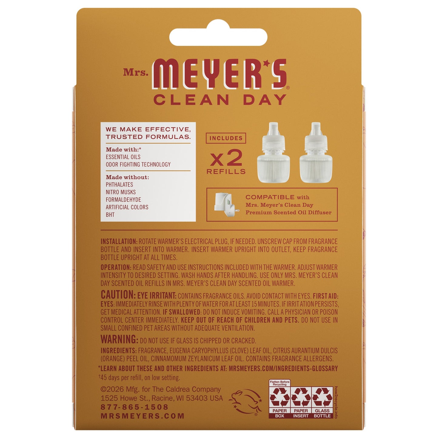 Apple Cider Plug In Scented Oil Refill, 2-Pack